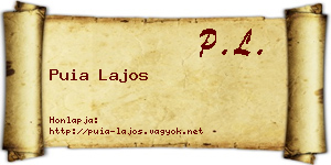 Puia Lajos névjegykártya